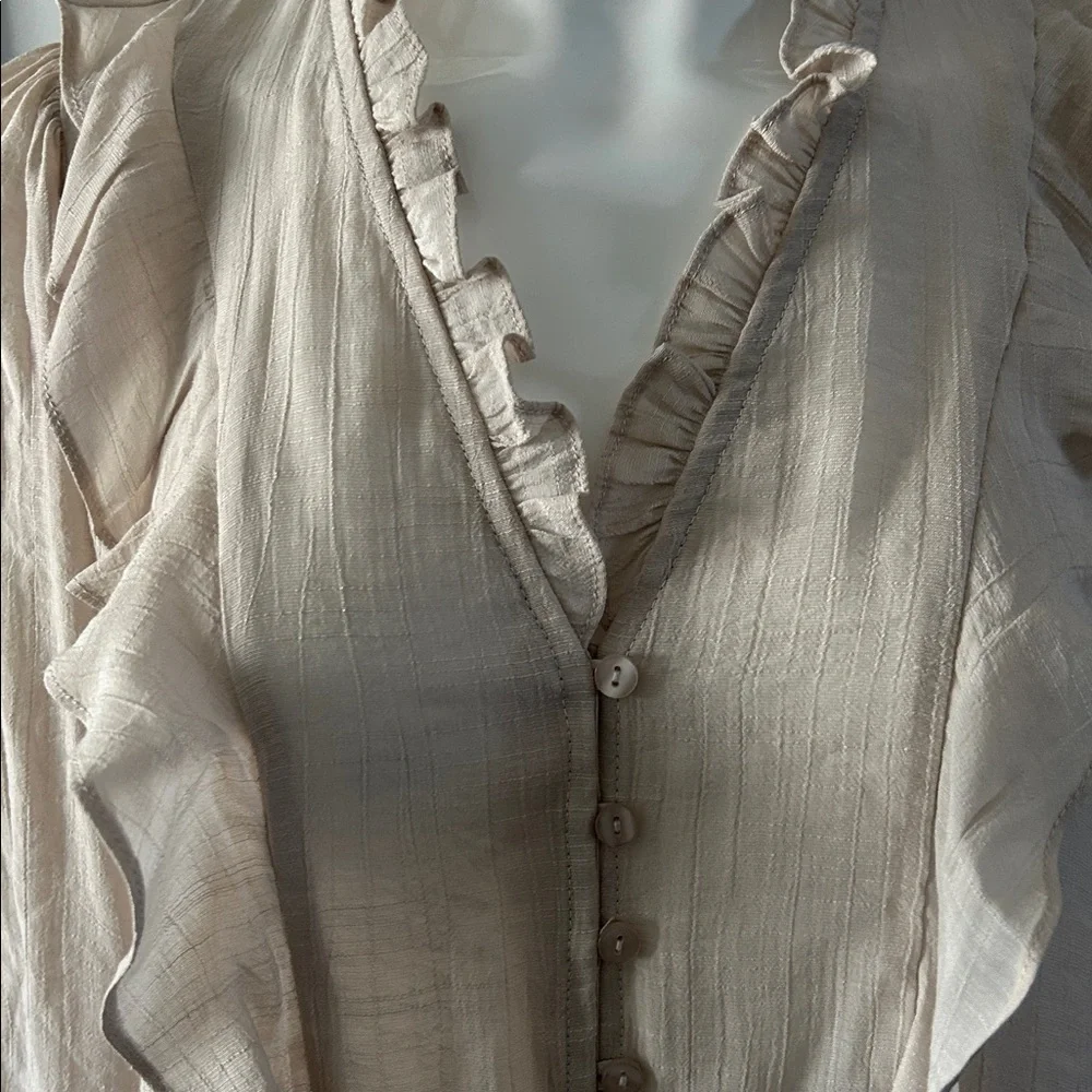 Apricot Vertical Ruffle Shimmer Slub Shirt NWT - Picture 7 of 10